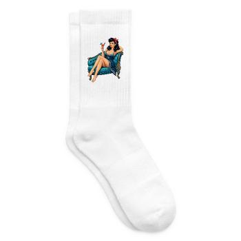 Rockabella Pin-Up: Chaiselongue Retro Style - Tennissocken - Weiß - Rechts