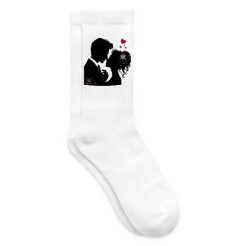 Hochzeit Brautpaar - Tennissocken - Weiß - Rechts