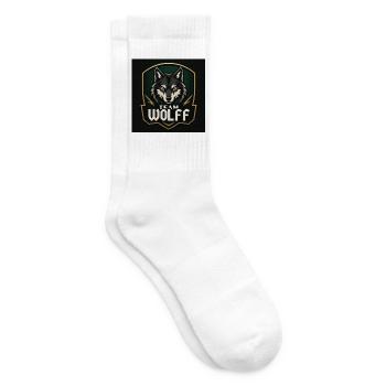 Team Wolf Namensschild Familienname Firma Name - Tennissocken - Weiß - Rechts
