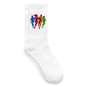 Joggen - Ein Motiv für Joggerinnen und Jogger  - Tennissocken - Weiß - Rechts