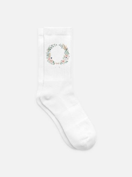 Pastellblumenkranz mit Band - Tennissocken - Weiß