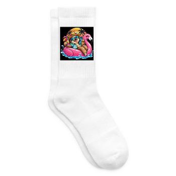 Träulheitsurlauber auf Flamingo - Tennissocken - Weiß - Rechts