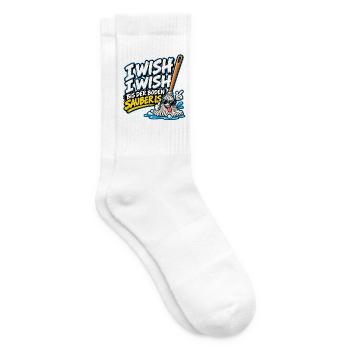 I Wish I Wish – Lustiger Putz Spruch - Tennissocken - Weiß - Rechts