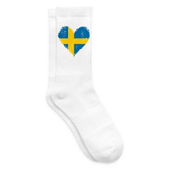 Schweden Herzflagge Grunge - Tennissocken - Weiß - Rechts