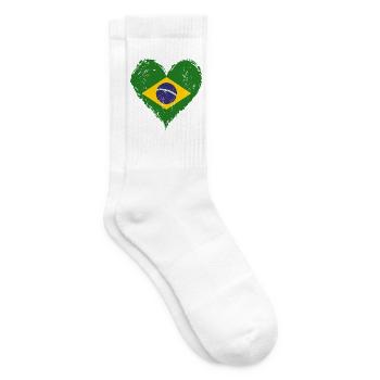Brasilien Herzflagge Grunge - Tennissocken - Weiß - Rechts