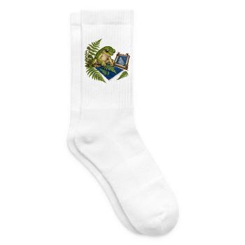 Frosch fertigt eine Farn-Cyanotypie - Tennissocken - Weiß - Rechts