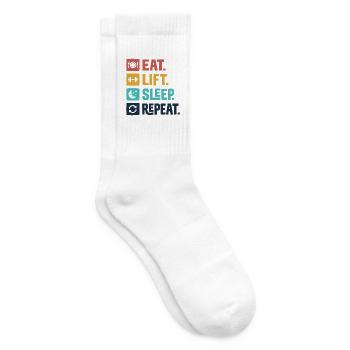 Essen, heben, schlafen, wiederholen - Tennissocken - Weiß - Rechts