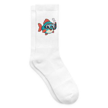 Fisch mit Schnorchel - Tennissocken - Weiß - Rechts