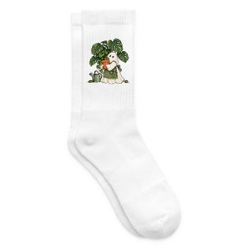 Geist mit Zimmerpflanze - Tennissocken - Weiß - Rechts