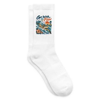 Go With the Flow – Honu Meeresschildkröte - Tennissocken - Weiß - Rechts