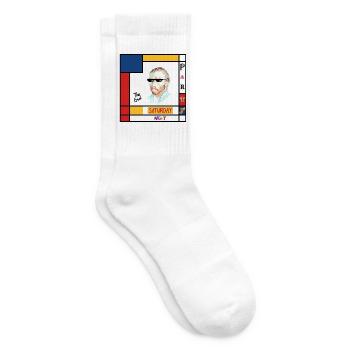 Retro-Mondrian-Porträt Samstag - Tennissocken - Weiß - Rechts