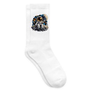 Astronaut auf Mondstein - Tennissocken - Weiß - Rechts
