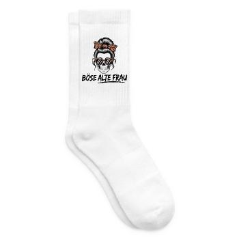 Böse Alte Frau Skull – Lustiger Totenkopf Frauen - Tennissocken - Weiß - Rechts
