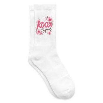 Kook Original Floral Rosa Blumen Aquarell - Tennissocken - Weiß - Rechts