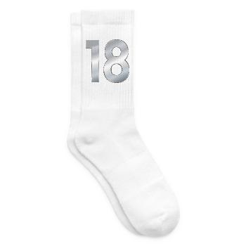Zahl 18 Achtzehn - Tennissocken - Weiß - Rechts