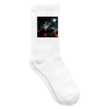 Geisterauto Halloween-Mond - Tennissocken - Weiß - Rechts