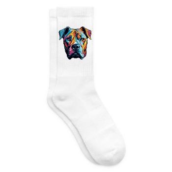  Hundeporträt - Tennissocken - Weiß - Rechts