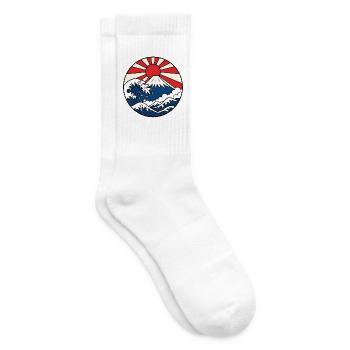 Mount Fuji Welle aufgehende Sonne Japan Art Shirt - Tennissocken - Weiß - Rechts