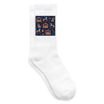 Prunkvolle Weihnachtskarussell-Medley - Tennissocken - Weiß - Rechts