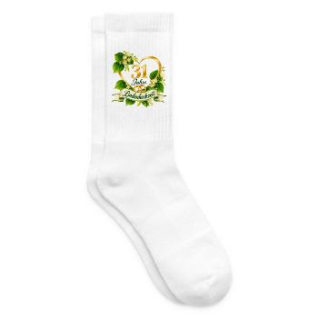 31.Hochzeitstag , 31 Jahre Lindenhochzeit - Tennissocken - Weiß - Rechts