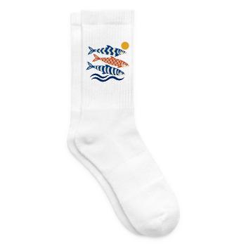 Koi Wellen im Sonnenkreis - Tennissocken - Weiß - Rechts