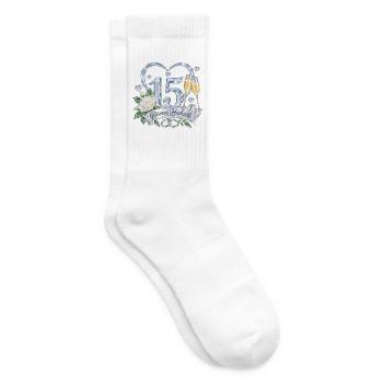 15.Hochzeitstag , 15 Jahre Gläserne Hochzeit - Tennissocken - Weiß - Rechts