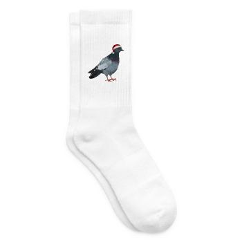 Weihnachtstaube - Taube mit Weihnachtsmütze - Tennissocken - Weiß - Rechts