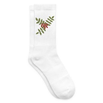 Karmesinrote Vogelbeeren auf Green Branch - Tennissocken - Weiß - Rechts