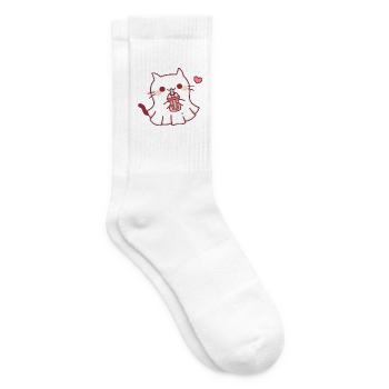Süße Geisterkatze liebt Boba Tea Halloween - Tennissocken - Weiß - Rechts