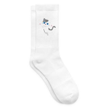 Verspieltes Kawaii-Kätzchenspringen - Tennissocken - Weiß - Rechts