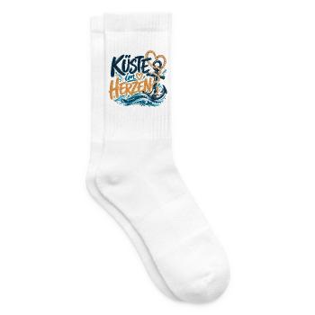 Küste im Herzen – Maritimes Design - Tennissocken - Weiß - Rechts