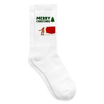 Froher Weihnachtshund - Tennissocken - Weiß - Rechts