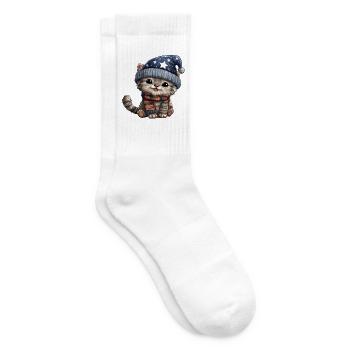 Kleines Sternenkätzchen im Winter - Tennissocken - Weiß - Rechts