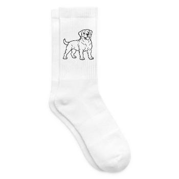 Rottweiler – Minimalistische Line Art - Tennissocken - Weiß - Rechts