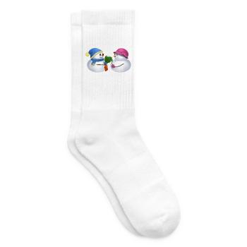 Schneemann Paar - Verliebte Schneemänner - Tennissocken - Weiß - Rechts