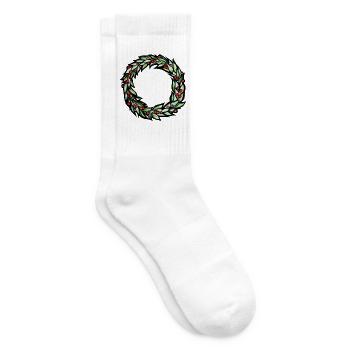 Smaragdgrüner Kranz mit roten Beeren - Tennissocken - Weiß - Rechts