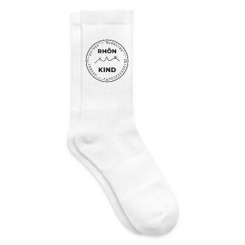 Rhönkind Emblem – Zwibbelsploatz & Kräbbl - Tennissocken - Weiß - Rechts