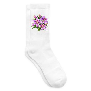 Rosa Lilien-Strauß-Druck - Tennissocken - Weiß - Rechts