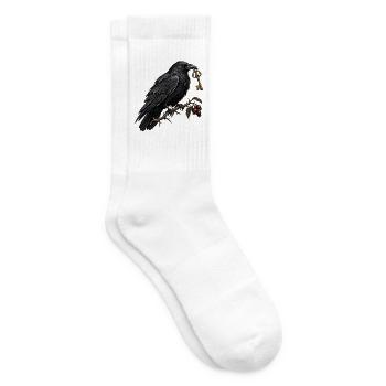 Rabe mit altem Schlüssel – Gothic Art - Tennissocken - Weiß - Rechts