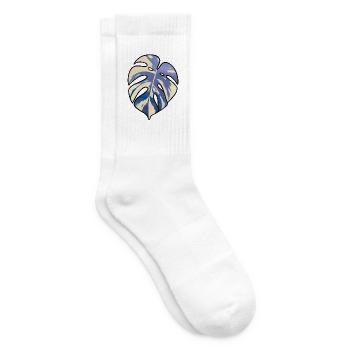Blaues Tropisches Monsterablatt - Tennissocken - Weiß - Rechts