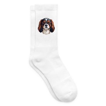 King Charles Spaniel Hundekopf - Tennissocken - Weiß - Rechts