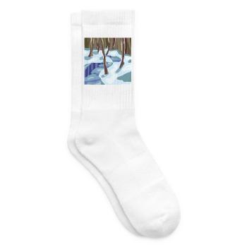 Pastell-Stil Winterwald - Tennissocken - Weiß - Rechts