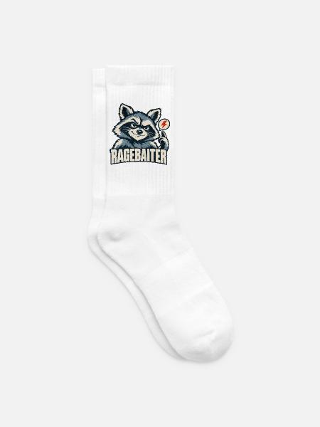 Ragebaiter Waschbär Ragebait Jugendwort 2026 - Tennissocken - Weiß