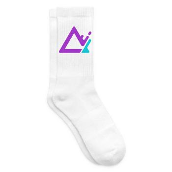 Geometrischer Berg-Logo in Lila Cyan - Tennissocken - Weiß - Rechts