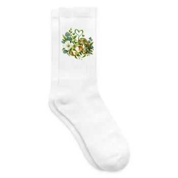 Grünehochzeit , Grünes Liebesband Hochzeitsdesign - Tennissocken - Weiß - Rechts