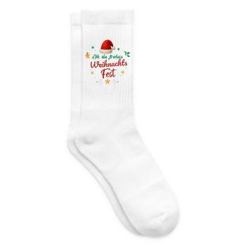 Oh Du Frohes Weihnachtsfest Nikolaus Geschenk    - Tennissocken - Weiß - Rechts