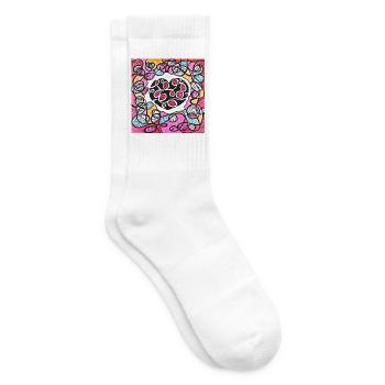 Auffällige rosa Herzen - Tennissocken - Weiß - Rechts