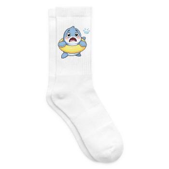 Schüchterner Hai im Schwimmring - Tennissocken - Weiß - Rechts