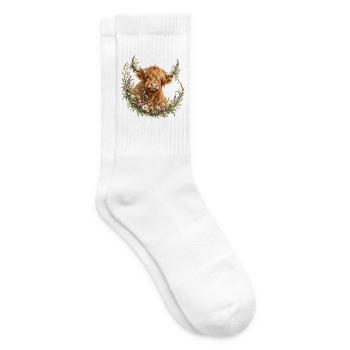 Highland Cow, Schottisches Rind, Hochland Rind - Tennissocken - Weiß - Rechts