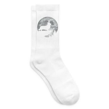 Corgi Silhouette Moon – lustiges Corgi-Hundeliebhaber-Geschenk - Tennissocken - Weiß - Rechts